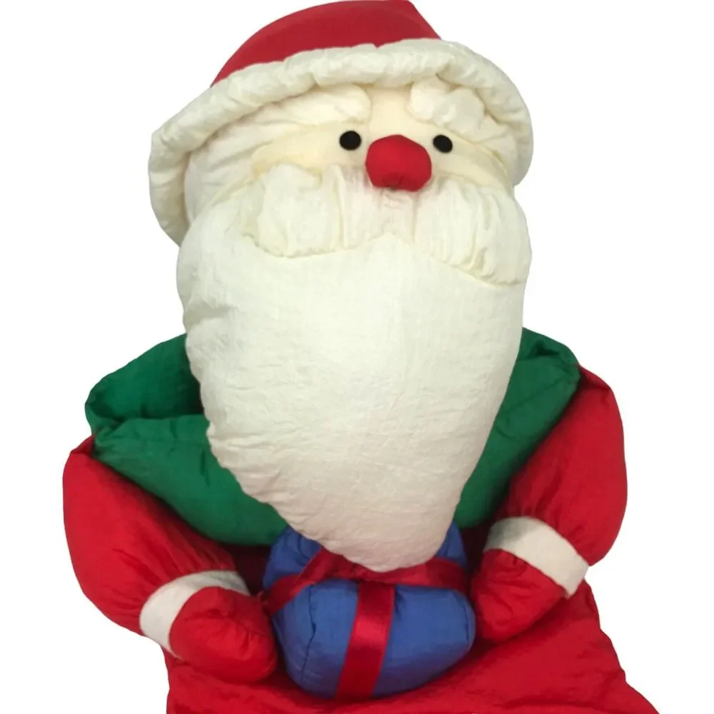 Vintage JS International Santa Claus Nylon Plush Christmas Stocking Parachute